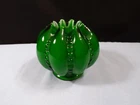 Fenton Ivy Green Overlay Glass Beaded Melon Rose Bowl Vase 3 1/4" Tall INV3