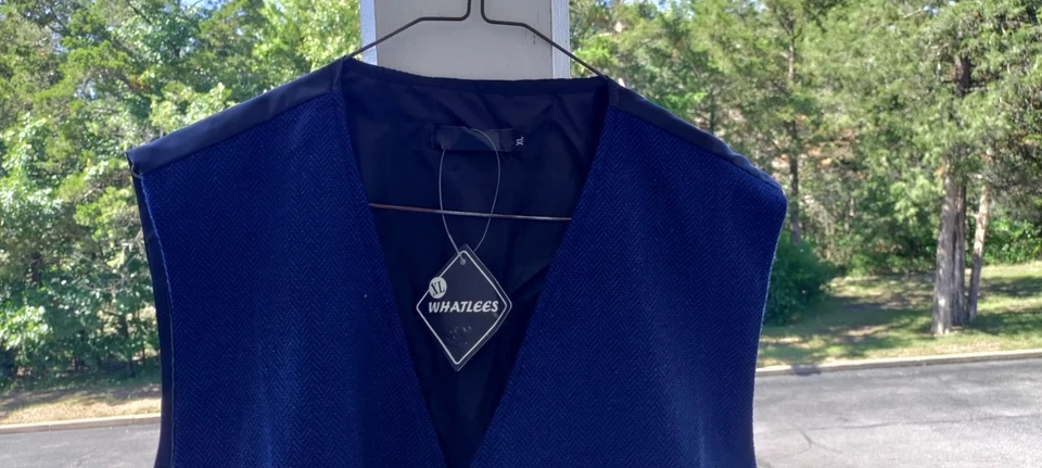 WHATLEES Men's Dress Vest, NavyBlue&Black, Poly Blend, Sz XL, New-with-Tag! - Image 2 of 4