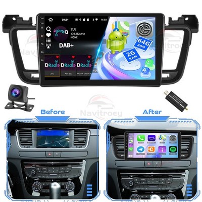 DAB+ Android 15 Carplay Autoradio Für Peugeot 508 2011-2018 GPS Navi WIFI +Kam