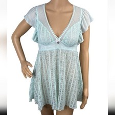 BETSEY JOHNSON Vintage Y2K Teal Blue Chemise Lingerie Size S