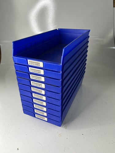 AKRO-MILS Shelf Storage Bin Plastic 8"W x 17.5" D x 4"H Blue Lot of 10