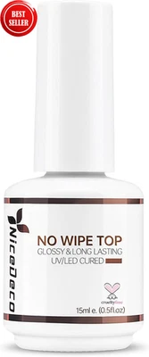 Gel Nail Polish Top Coat 15Ml No Wipe Top Coat High Gloss Shiny Long Lasting Hom - image 1 of 4
