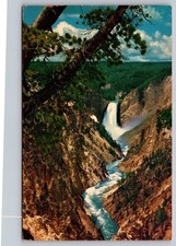Vintage Yellowstone Lower Falls Grand Canyon Lithograph Postcard