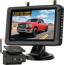 Magnetic Solar Wireless Backup Camera HD 1080P for Truck RV Car Trailer