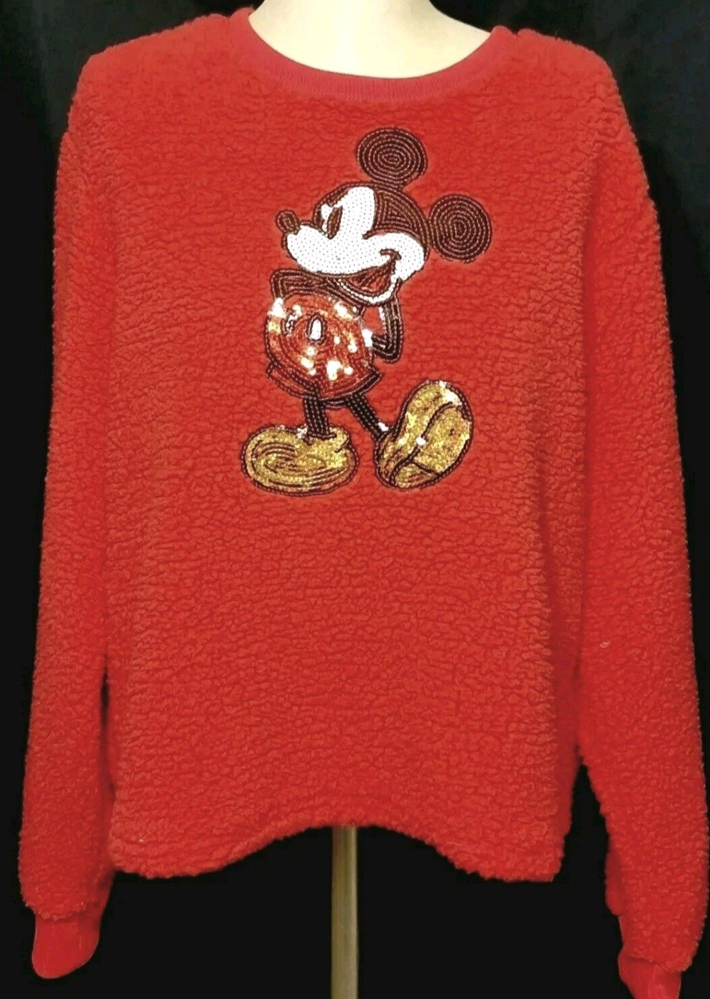 Disney Mickey Mouse Pullover Sequin Red Shirt Top… - image 16