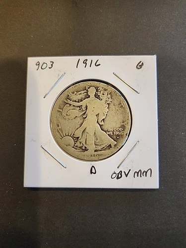 1916-D Walking Liberty Half Dollar, Obv Mint Mark Good Condition