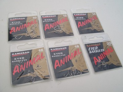 50 x Haken ohne Widerhaken mit Tieräugen. Größen 10, 12, 14, 16, 18 & 20 verfügbar.