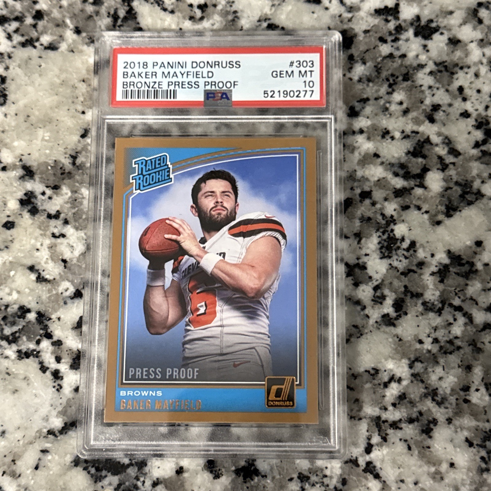 Baker Mayfield Panini Donruss #303 Bronze Press Proof