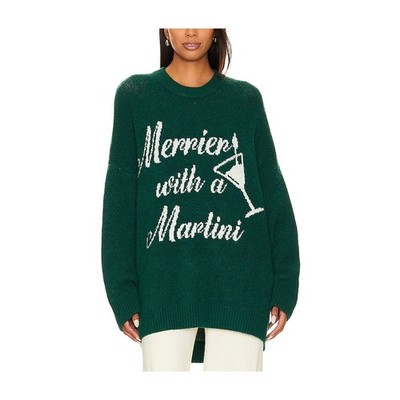Show Me Your Mumu Festive Green Crewneck Sweater Size M