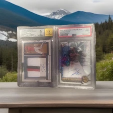 James Wood Collection 2024 Panini Jersey Auto 14/32 PLUS 2022 Bowman Auto PSA 9