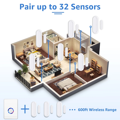 Wireless Door Open Sensor Chime, Door Entry Chime with Adjustable Volume, 48 Chi - Picture 8 of 14