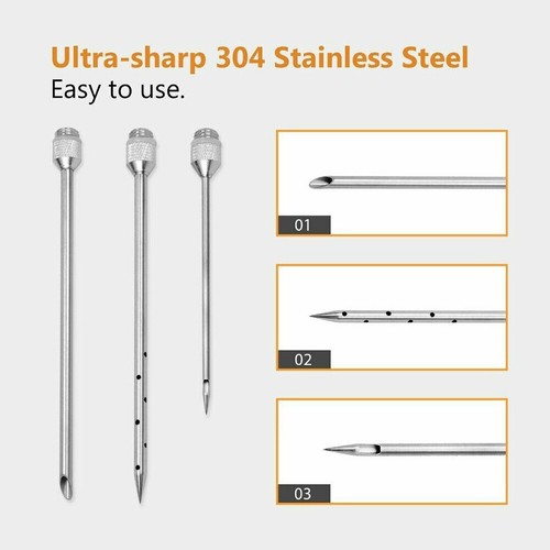 304 Stainless Steel Seasoning Meat Injector Kit 2-oz Large Barrel 3 Needle Cook - Picture 3 of 8