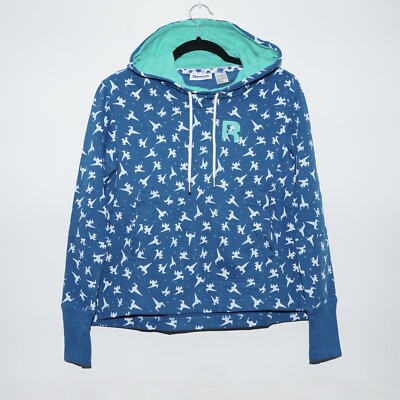 Reebok Classic Damen blau bedruckter Pullover Hoodie Größe M Medium neu mit Etikett Freizeit