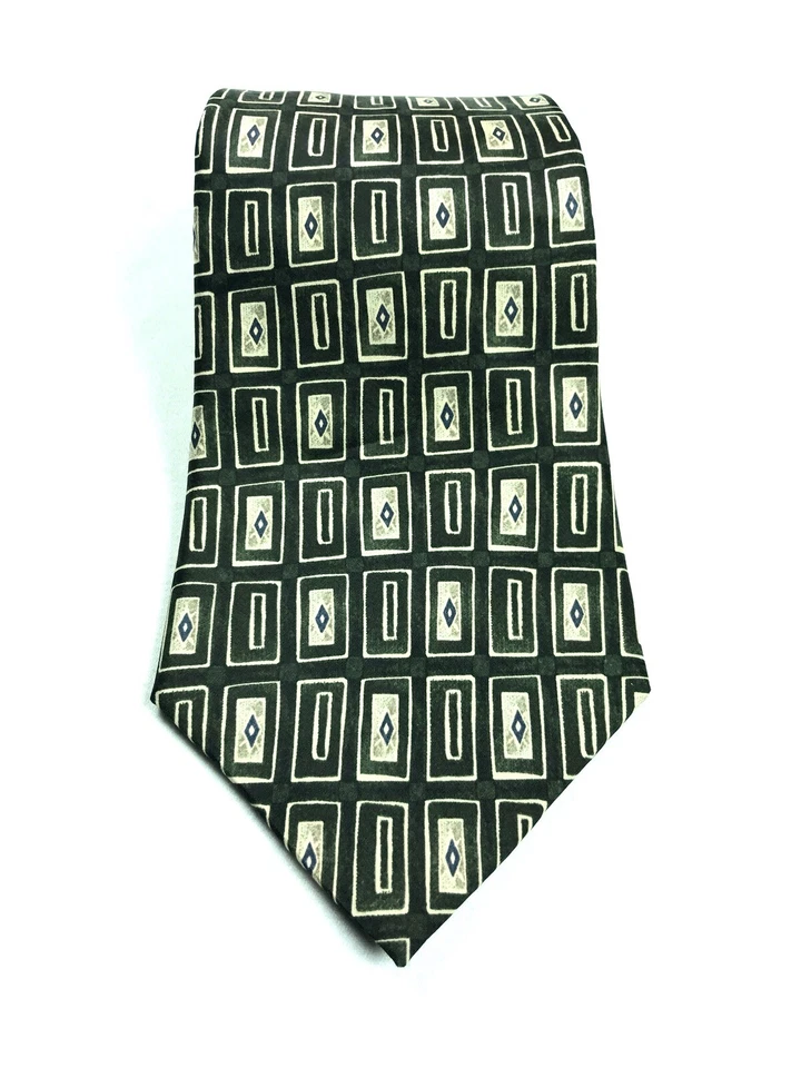 Галстук мужской Daniel Hechter Paris шелковый 4,125 x 59 дюймов изумрудно-зеленый бежевый гео прямоугольный - Изображение 3 из 4