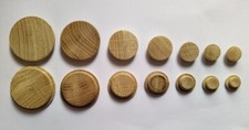 OAK Flat Caps SOLID WOOD Cover for 8 10 12 15 20 25 35 40 HOLE Plug Wooden Low