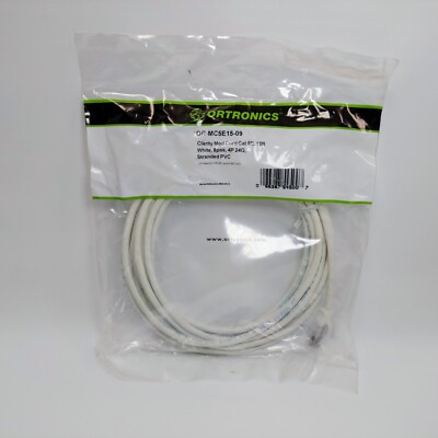 Ortronics Ethernet Clarity 5E Premium Category 5e Modular Patch Cord, White, 15 
