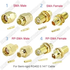 10/20x SMA RP-SMA Male Female Connector Solder For Semi-rigid RG402 0.141" Cable