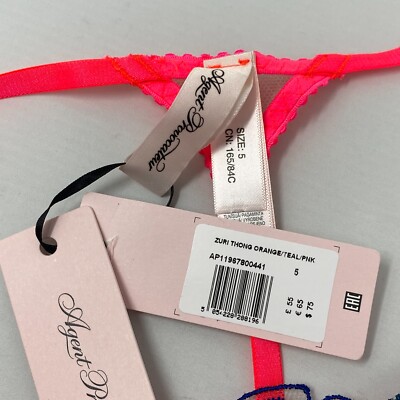 Agent Provocateur Zuri Orange Teal Pink Thong AP5 Extra Large NWT