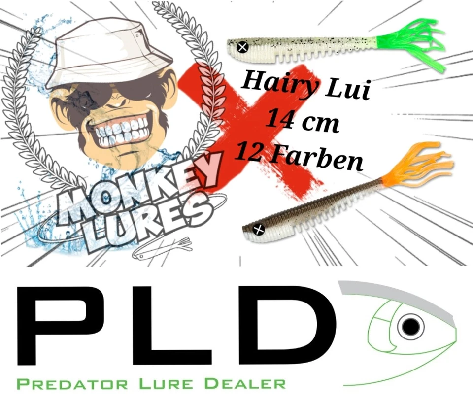 Monkey Lures Hairy Lui 14 cm Gummifisch Fransen Hecht Zander Köder