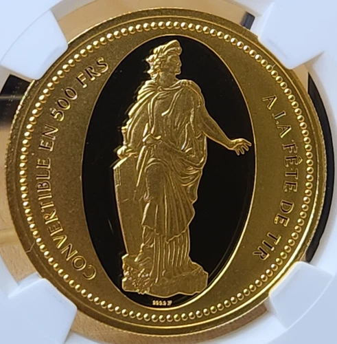 1999 Switzerland Swiss Shooting Fest 500F Gold Coin Hab-61a  NGC PF68UC