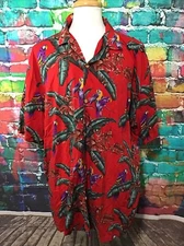 VTG Paradise Found Hawaiian Shirt Men 2XL Tropical Parrot Magnum PI Tom Selleck