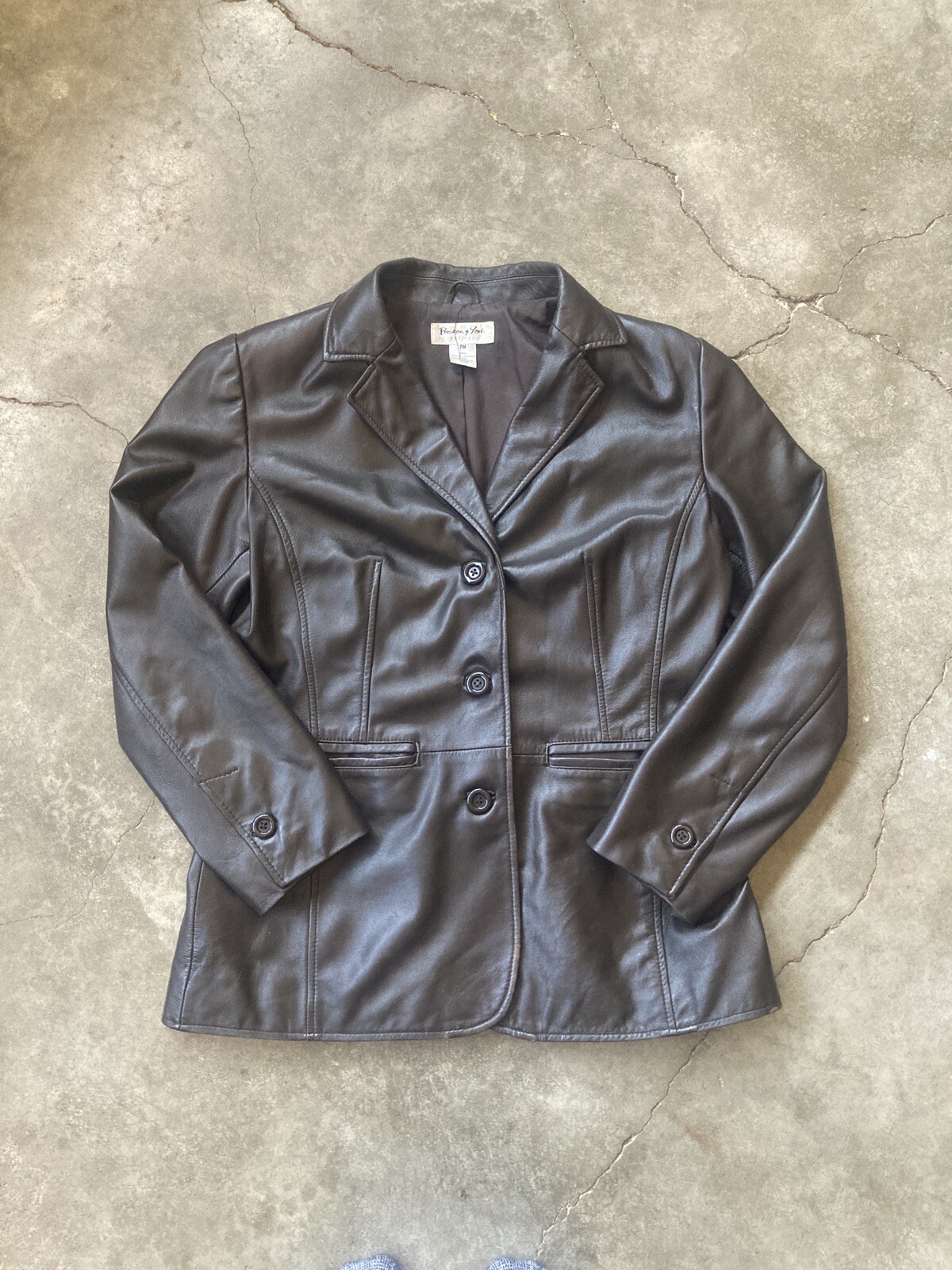 Preston & York Womens Lamb Skin Leather Jacket Blazer Size S Brown Coat Soft!