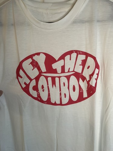 Weißes kurzärmliges grafisches Damen-T-Shirt "Hey There Cowboy" Größe Medium neu ohne Etikett - Bild 2 von 7