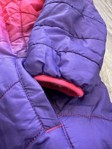 Eddie Bauer Girls Reversible Tye Dye Ombré Purple+Pink Puffer Winter Coat Large - Picture 4 of 21