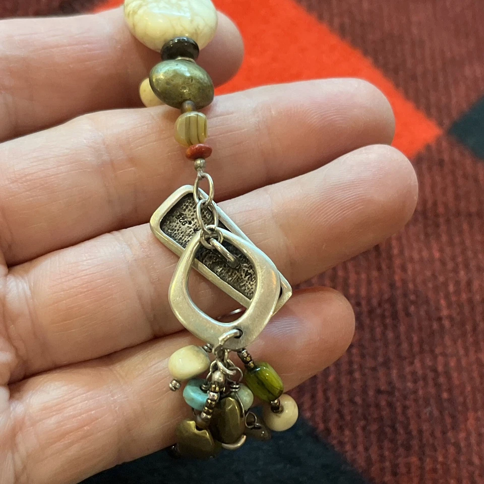 Sterling Silver Silpada B1992 Turquoise Howlite Jasper Bronzite Bracelet - Image 3 of 4