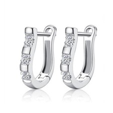 Fashion 925 Silver Filled Hoop Earring Cubic Zirconia Wedding Women Gift A Pair