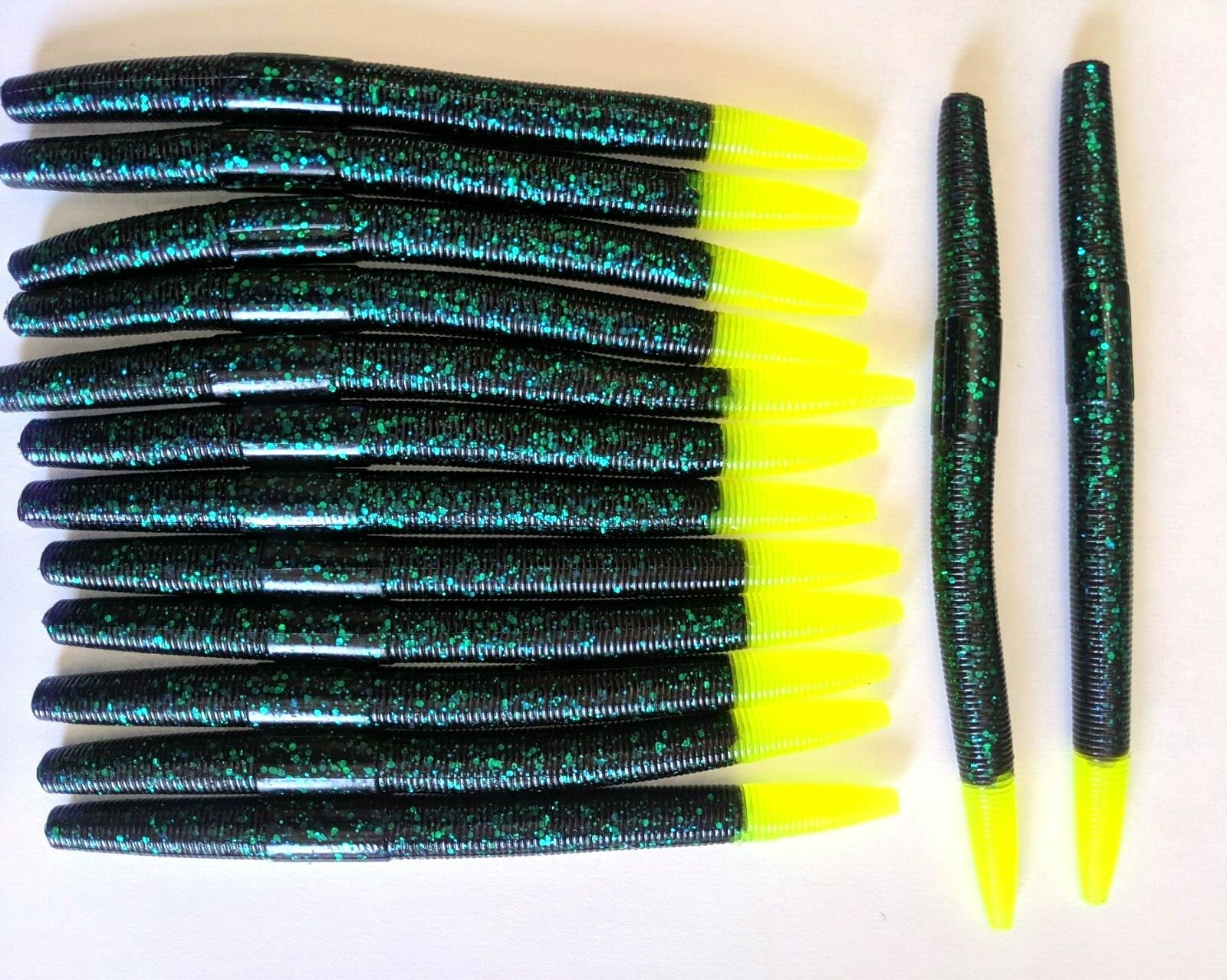 15 pk 5" Senkostyle WormJUNEBUG CHARTREUSE TIPSoft Plastic SCENT