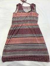 ANN TAYLOR Loft Dress Women's Size Medium Pink Stripes Sleeveless Rayon Blend