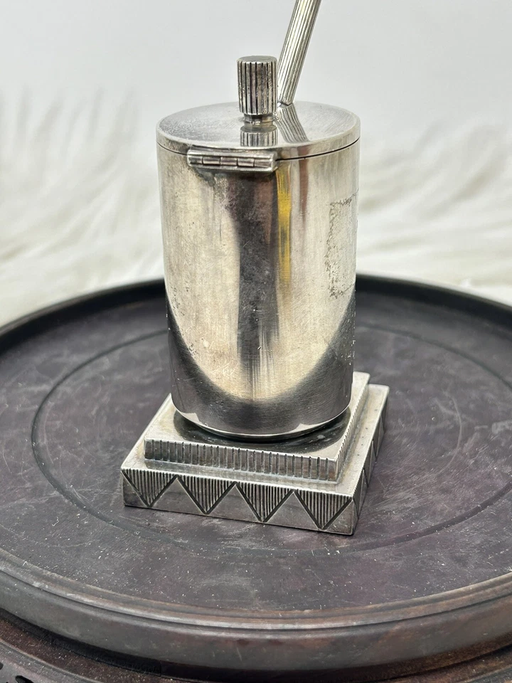 Olla de mostaza de plata esterlina Georg Jensen Art Deco #793 - Jørgen Jensen con cuchara Foto 2 de 4