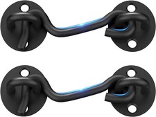 2 Pack Barn Door Lock Gate Latch, 4 In Black Hook Eye Latch Heavy Duty Screen