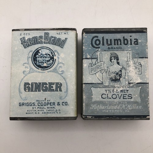 Vintage Reproduction Spice Tin Empty HomeBrand Ginger, Columbia Cloves DECOR