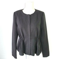 Minimum Womens Melange Grey Jacket Size 12 Ruched Peplum Zip Celine Style Eur 40