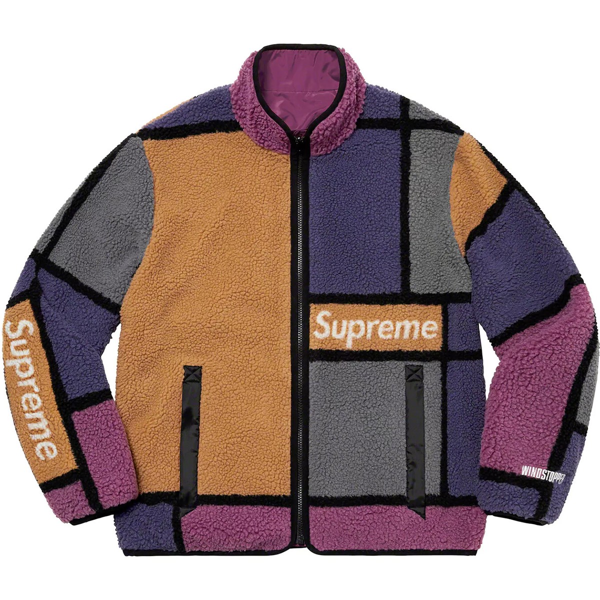 Supreme Reversible Colorblocked Fleece Jacket Black Purple Supreme Reversible Colorblocked Fleece Jacket Black Purple