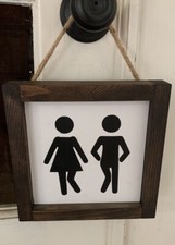 Toilet Sign 7.5x7.5  Funny Bathroom Signs for Door, Funny Farmhouse Bathroom