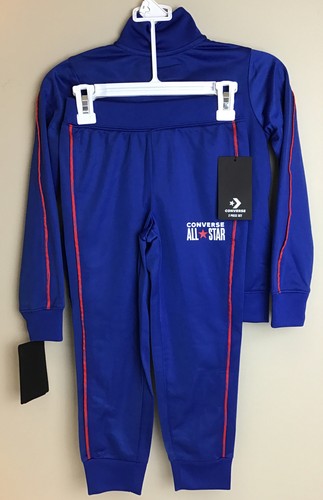 Converse All Star Boys Kids 2 Piece Track Suit Jacket Pants Blue Red Size 4 - Picture 2 of 3