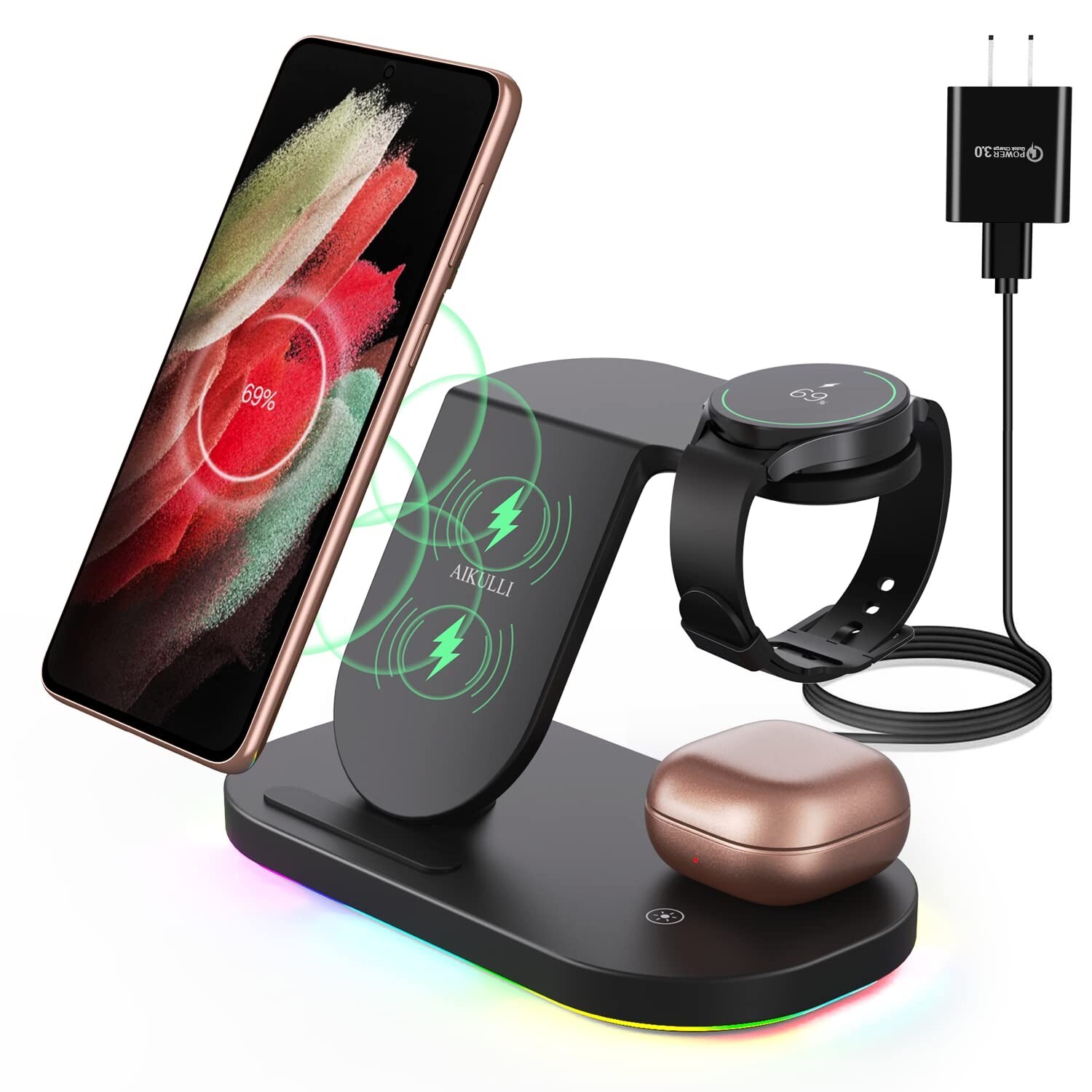 Wireless Charging Station in Sleek Black Design-image