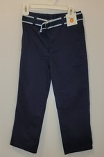 NWT BOYS GYMBOREE PANTS SIZE 7, NAVY WITH BELT AND ADJUSTABLE WAISTBAND