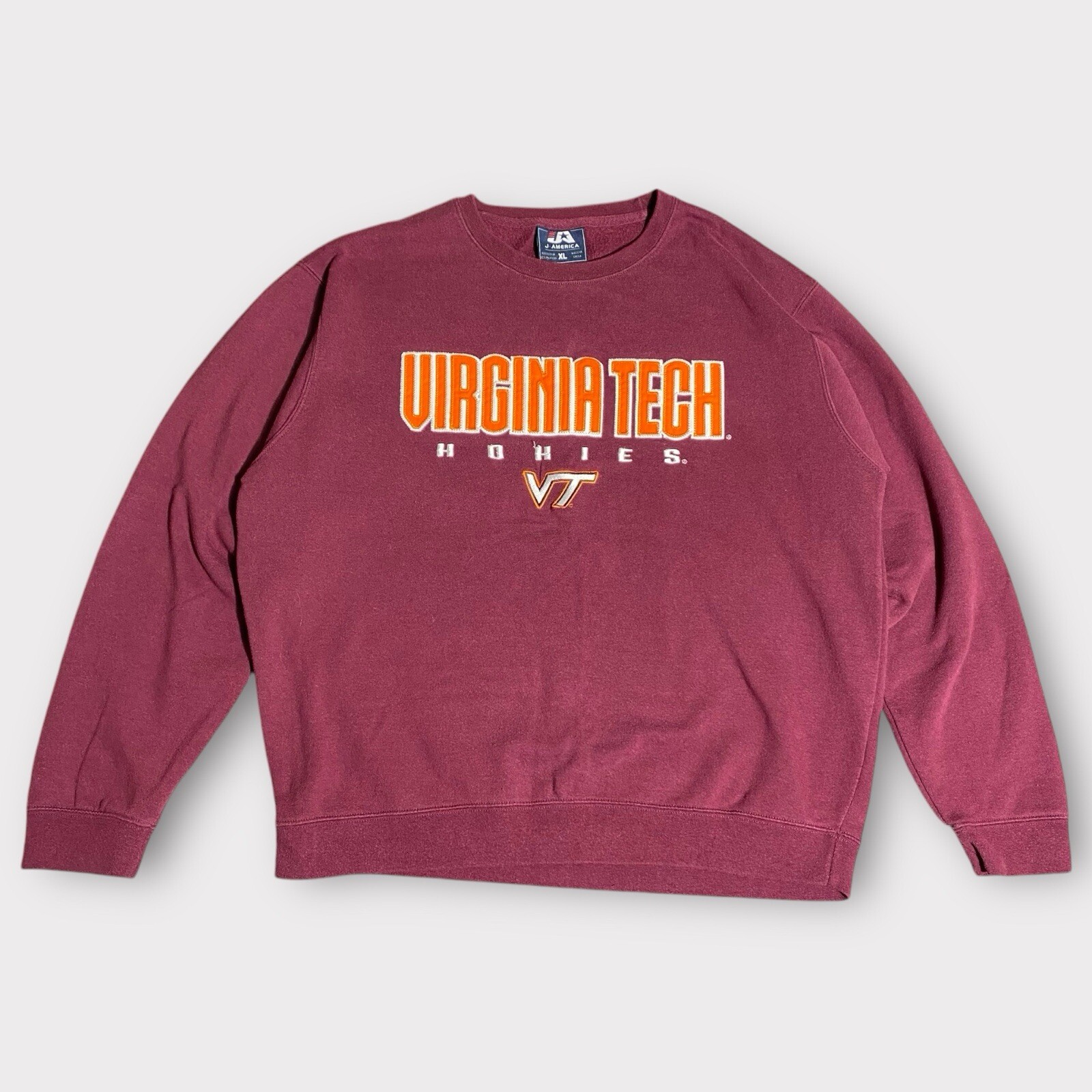 Virginia Tech Hokies Sweater Mens X-Large J America Sweatshirt VTG Y2K Maroon XL