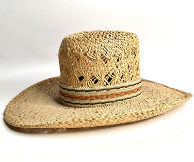 Vintage New West Cowboy Hat By Bailey U-Rollit Tan Straw Sz 