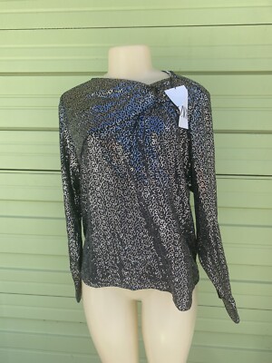 NWT ZARA Silver Grey Sequin Metallic Long Sleeve Top With Knot Size XS #1579 | eBay