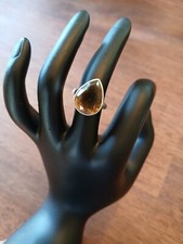 925 Sterling Silver Faceted Citrine Teardrop Ring - Size 7