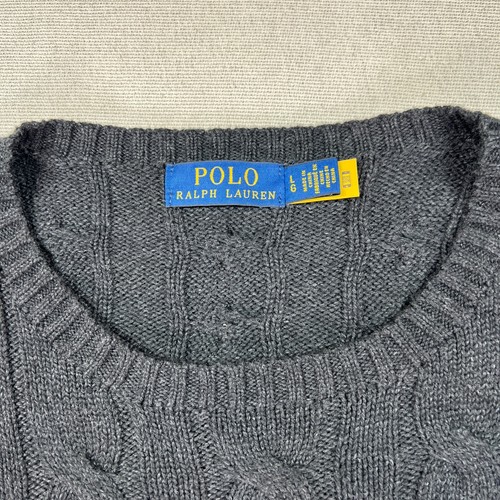 Suéter Polo Ralph Lauren Para Hombre L Carbón 100% Algodón Pescador Tejido con Cable - Imagen 12 de 17