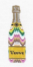 "Veuve" Champagne Bottle Flame Stitch 18m HP Needlepoint Canvas by C'ate La Vie