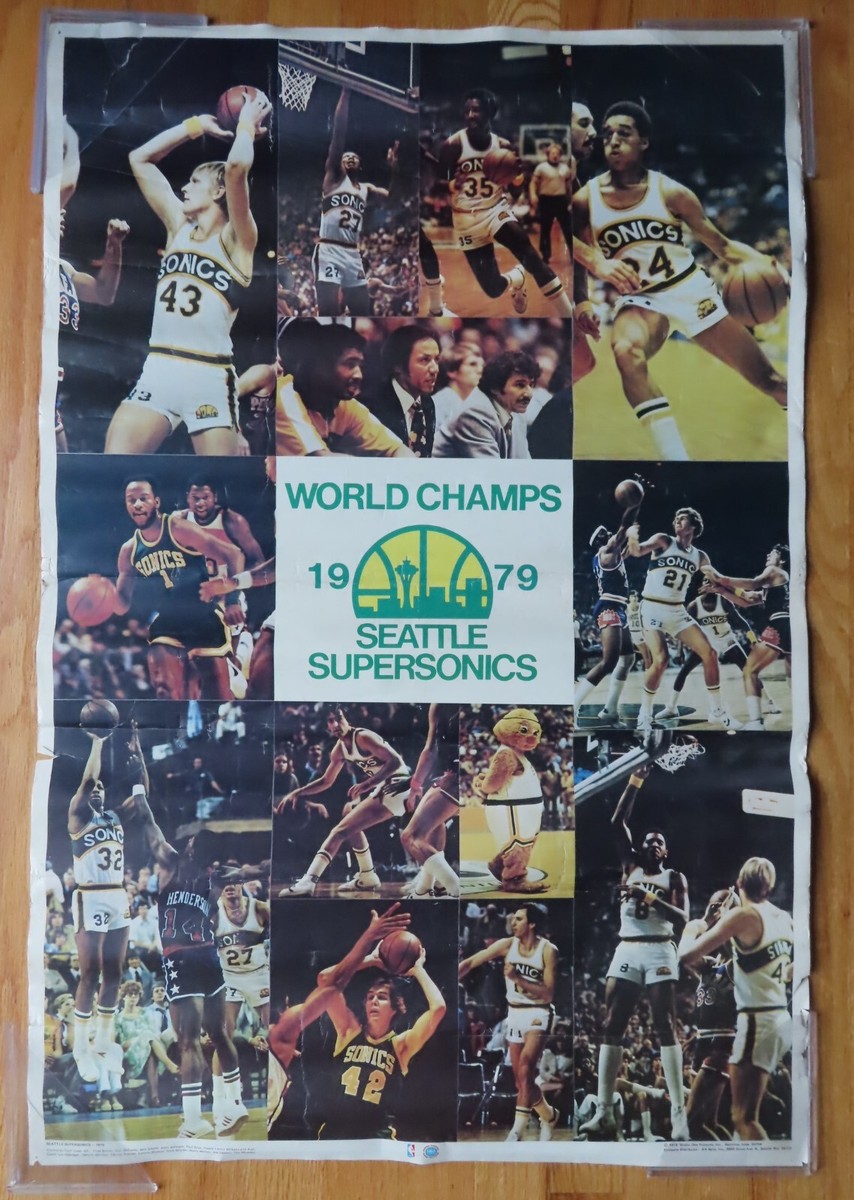 Vintage 1979 SEATTLE SUPERSONICS World Champions 23x35 Poster
