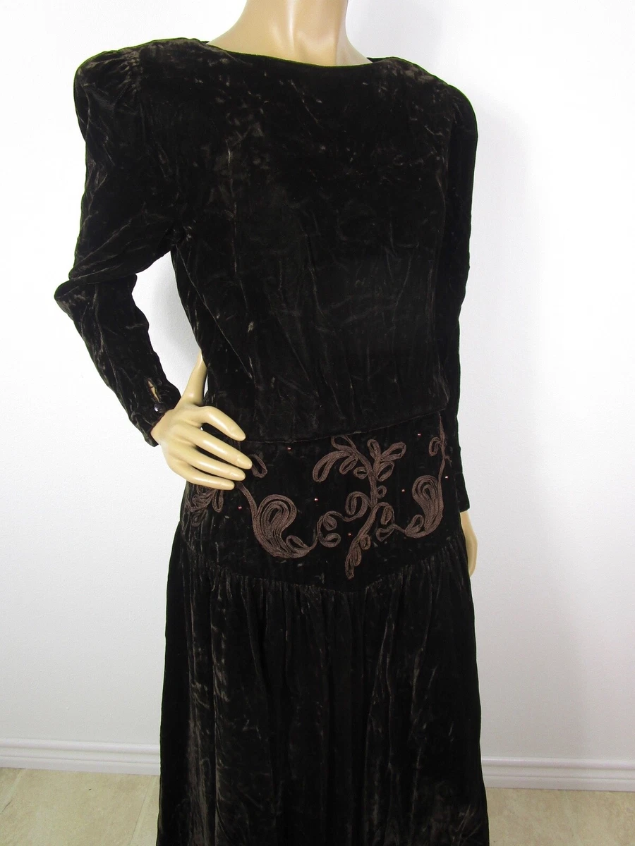 Donna Morgan For Non Stop Crushed Velvet Maxi Dress Size 9 10 Drop