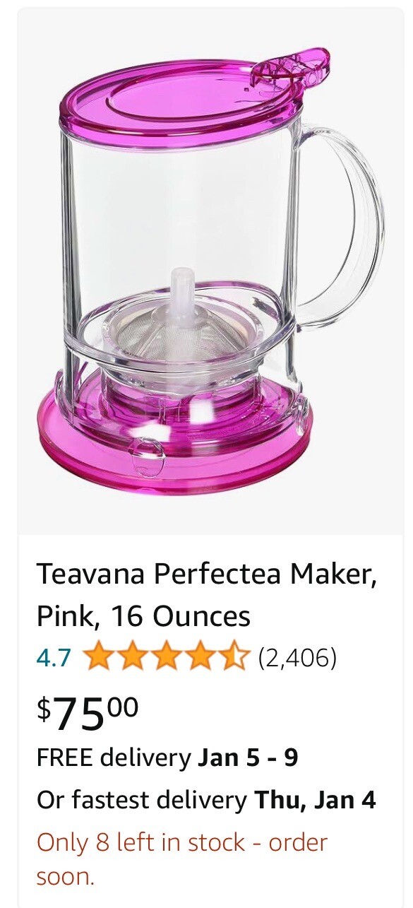 Teavana Perfectea Maker InFuseur Perfectea. Pink 16 oz 840158118697 eBay